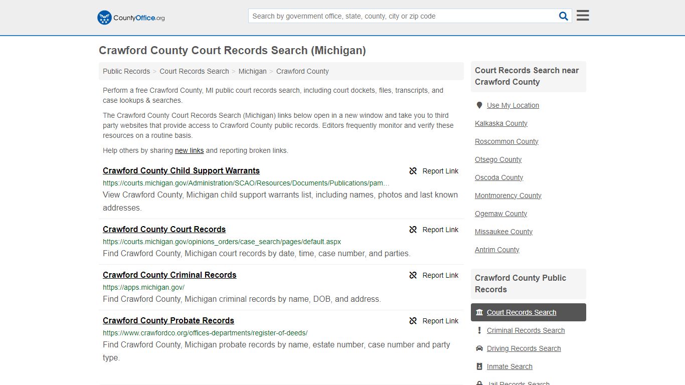 Crawford County Court Records Search (Michigan) - County Office